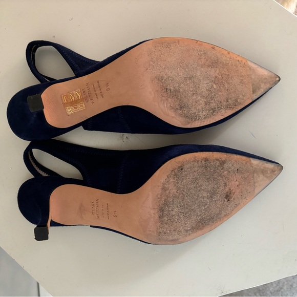 Stuart Weitzman blue suede slingback pump - Picture 2 of 4